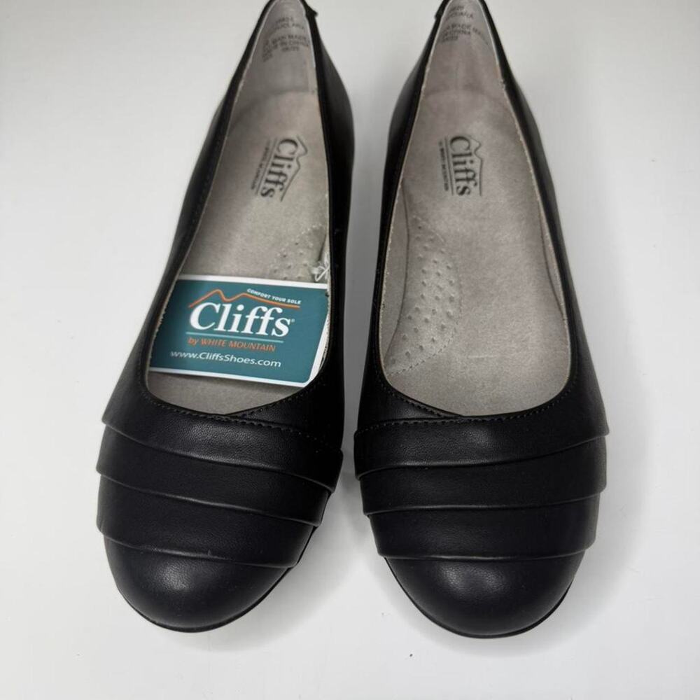 NWT Cliffs by White Mountain Black Ballet Flats Sz 8 Comfort Minimal Coastal‎